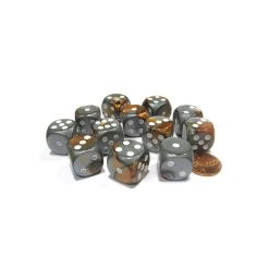 Chessex Brique De 12 D6 16mm Gemini Cuivre/acier Avec Points Blancs