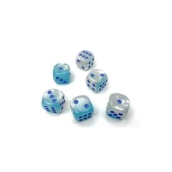 Chessex Brique De 12 D6 16mm Gemini Perlé Sarcelle-Blanc Avec Points Bleus