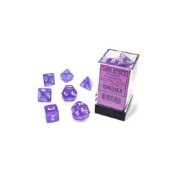 Chessex Ensemble De 7 Dés Polyédriques Borealis Luminary - Violet Avec Chiffres Blancs